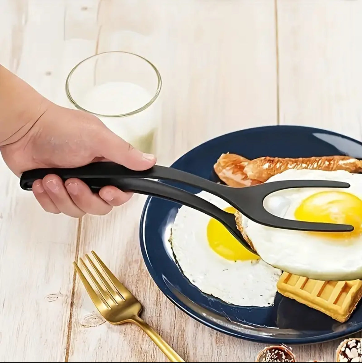 2 in 1 Spatula & Tongs Flip, Grip & Serve with Ease