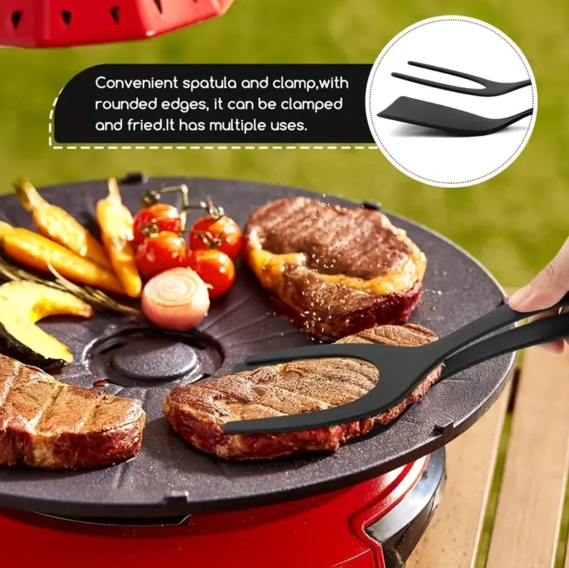 2 in 1 Spatula & Tongs Flip, Grip & Serve with Ease
