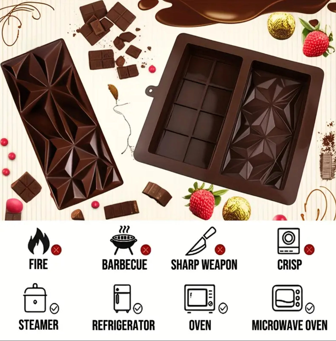 TikTok Viral 🍫 DIY Chocolate Bar Mold – Make Stunning Chocolates at Home