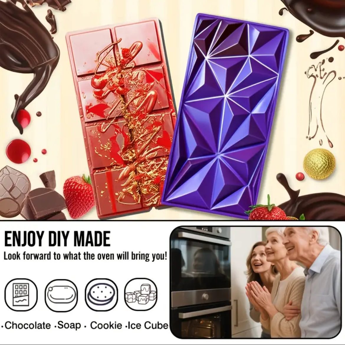 TikTok Viral 🍫 DIY Chocolate Bar Mold – Make Stunning Chocolates at Home