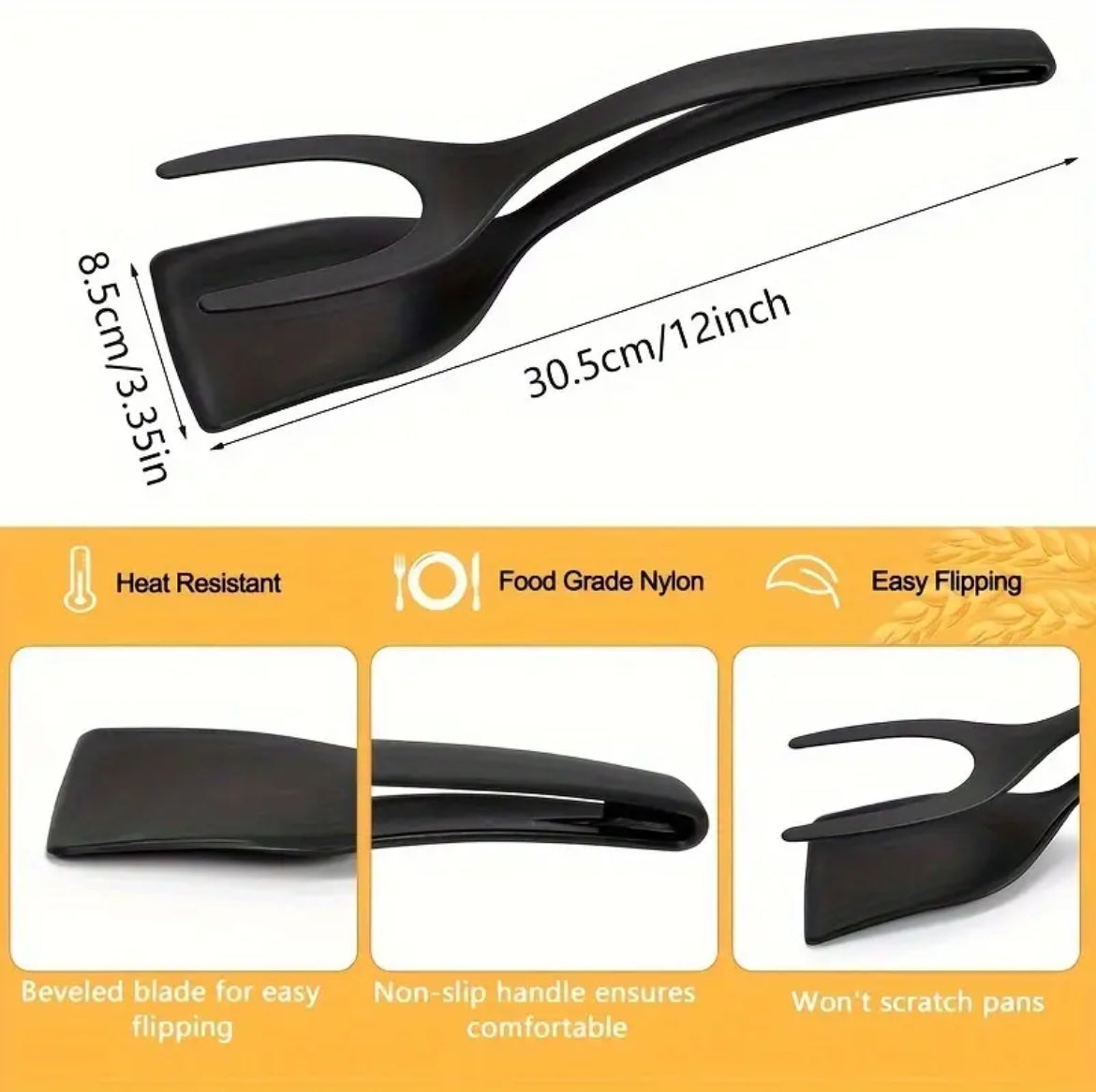 2 in 1 Spatula & Tongs Flip, Grip & Serve with Ease