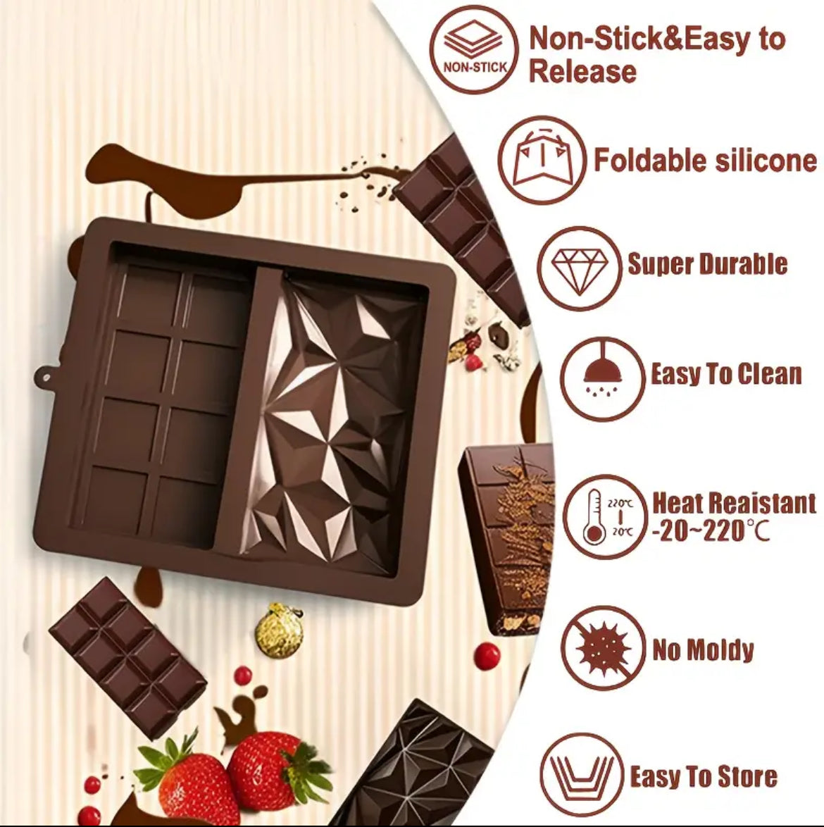 TikTok Viral 🍫 DIY Chocolate Bar Mold – Make Stunning Chocolates at Home