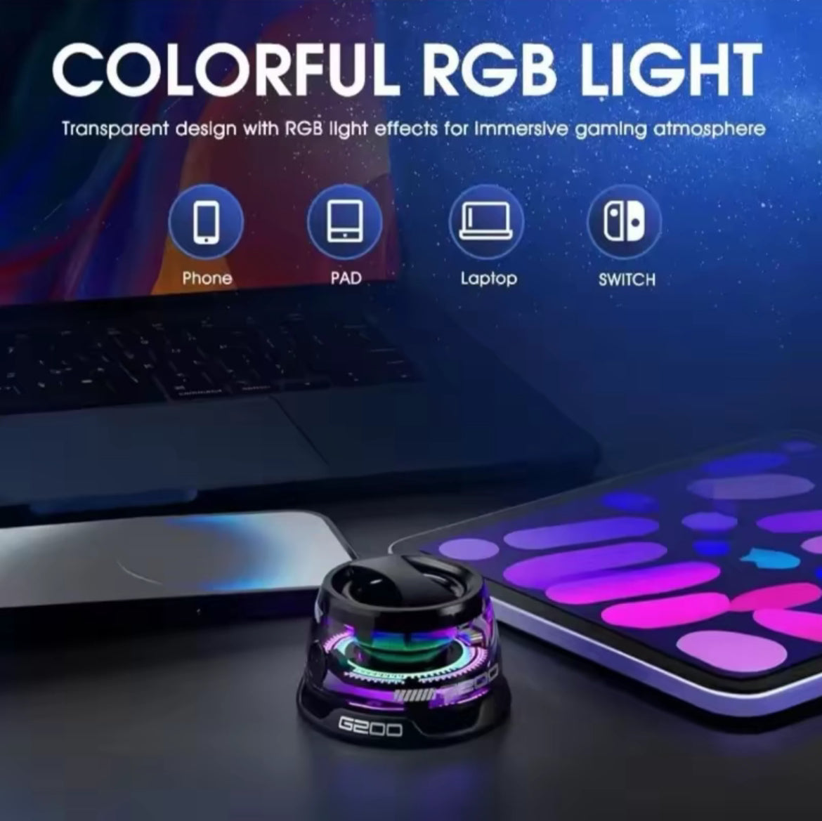 G200 Mini Bluetooth Speaker with Magnetic Base & LED Lights, Portable 5W Driver, 4 Hour Battery Life