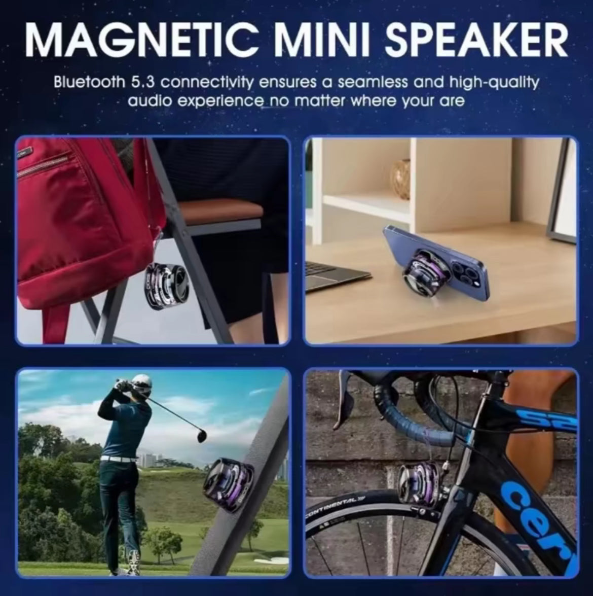 G200 Mini Bluetooth Speaker with Magnetic Base & LED Lights, Portable 5W Driver, 4 Hour Battery Life