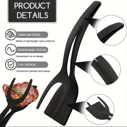 2 in 1 Spatula & Tongs Flip, Grip & Serve with Ease