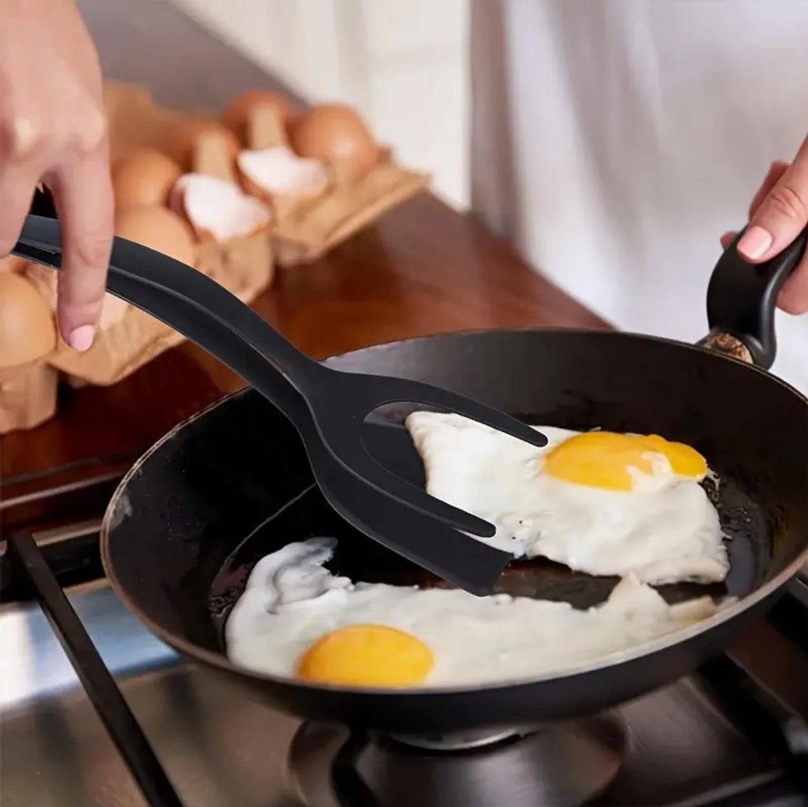 2 in 1 Spatula & Tongs Flip, Grip & Serve with Ease